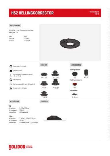 Comfort hellingcorrector HS2 2% p/s plaatsing onder stelvoet