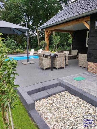 Traptrede 60x30x15 cm indus black kleurecht met facet